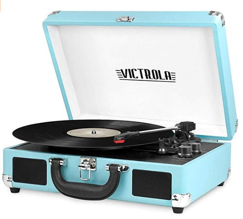 Innovative Technology VSC-550BT-TQ Victrola Vintage 3-Speed Bluetooth Suitcase Turntable with Speakers, Turquoise